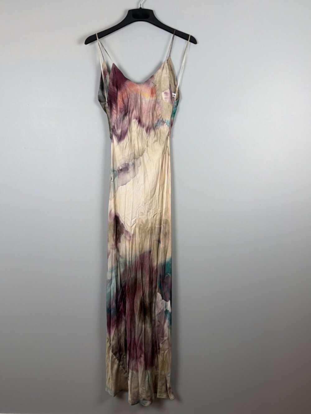 Zara Slip Dress Womens XS Purple Blue Tie Dye Watercolor Bohemian Modern Wedding